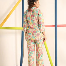 Women Floral Print Top & Pyjamas Set