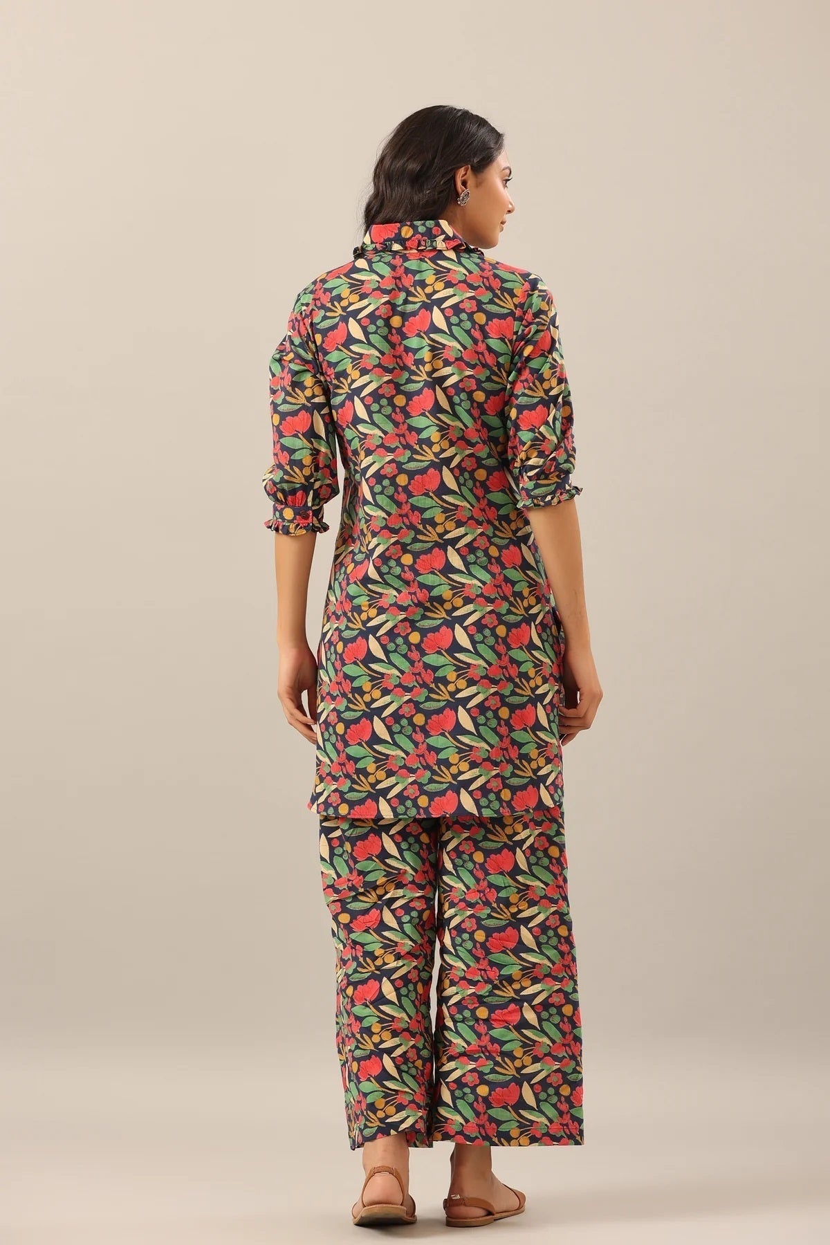 Women's Cotton Blend ¾ Sleeve Top and Palazzo Set