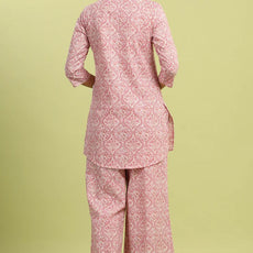 Women Cotton Blend Kurta Palazzo Set
