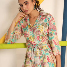 Women Floral Print Top & Pyjamas Set