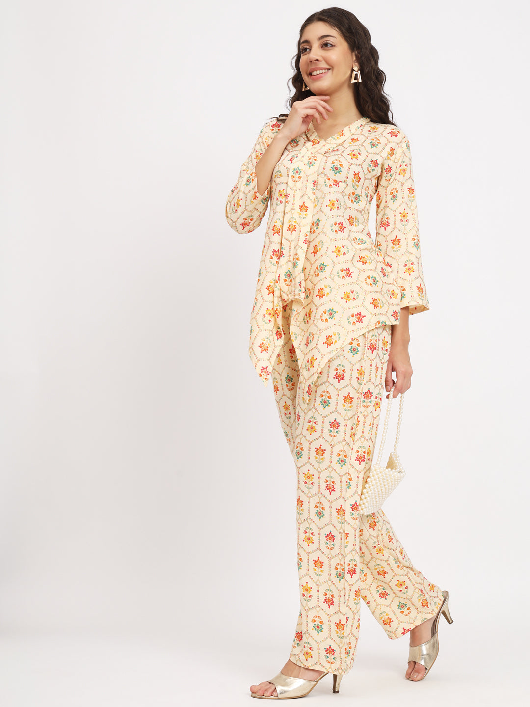 Women Multi Color V Neck Co-Ord Sets