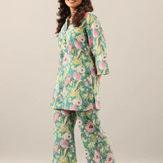 Women's Cotton Regular Fit Floral Printed Top and Plazzo Co-ord Set with Elegant Design