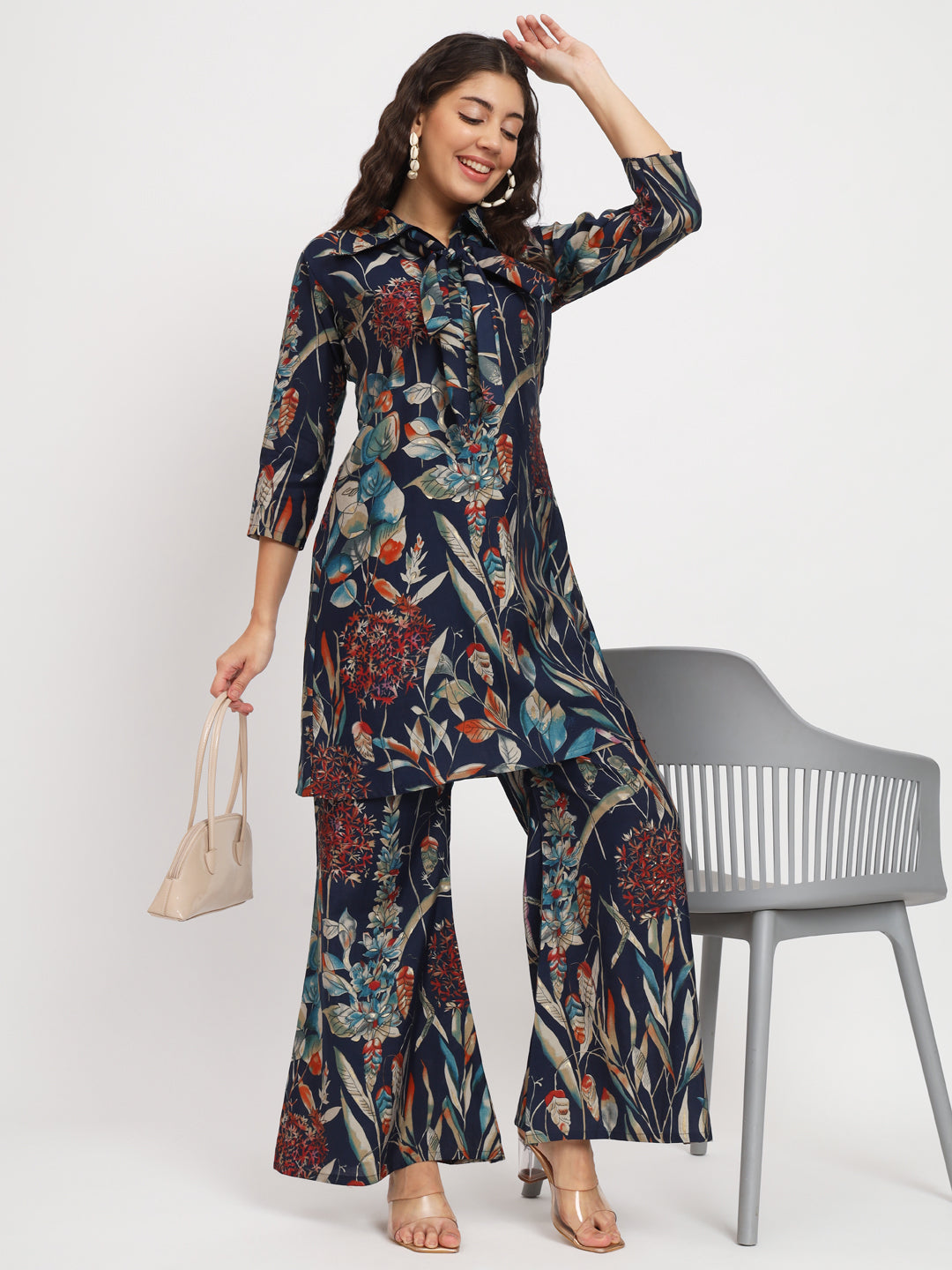 Women Floral Print Kurta & Palazzos Set