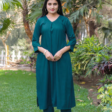 Teal Tranquility Modal V-Neckline Co-ord Set