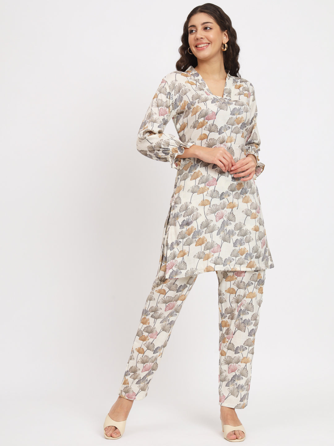 Women Floral Print Kurta & Palazzos Co-Ord Set