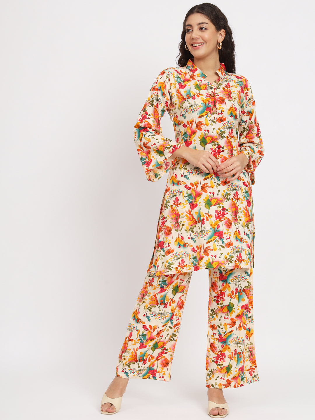 Women Floral Print Kurta & Palazzos Co-Ord Set