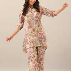 Women Floral Print Kurta Palazzo Set