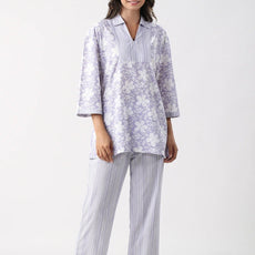 Women Cotton Blend Kurta Palazzo Set