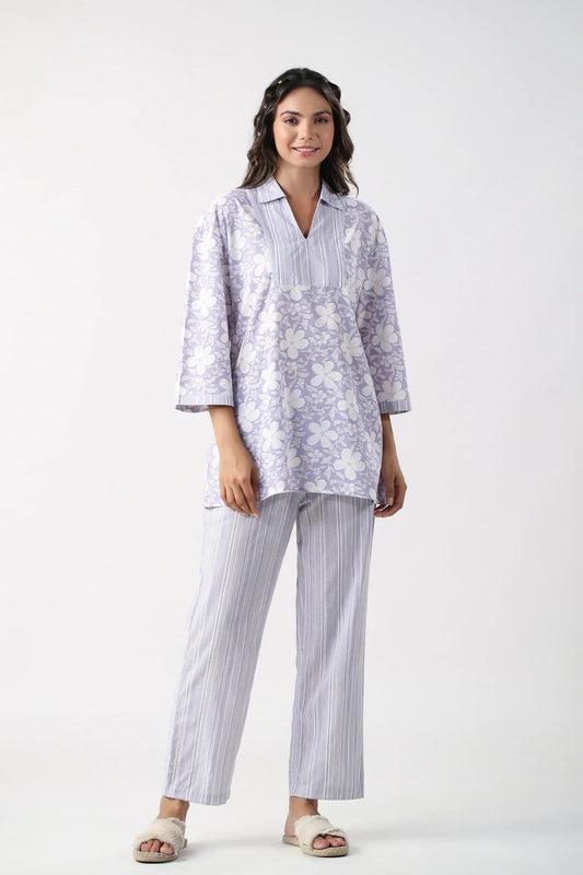 Women Cotton Blend Kurta Palazzo Set