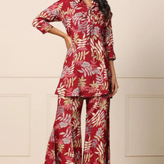 Maroon Elegance Collar Kurta & Saraara Set