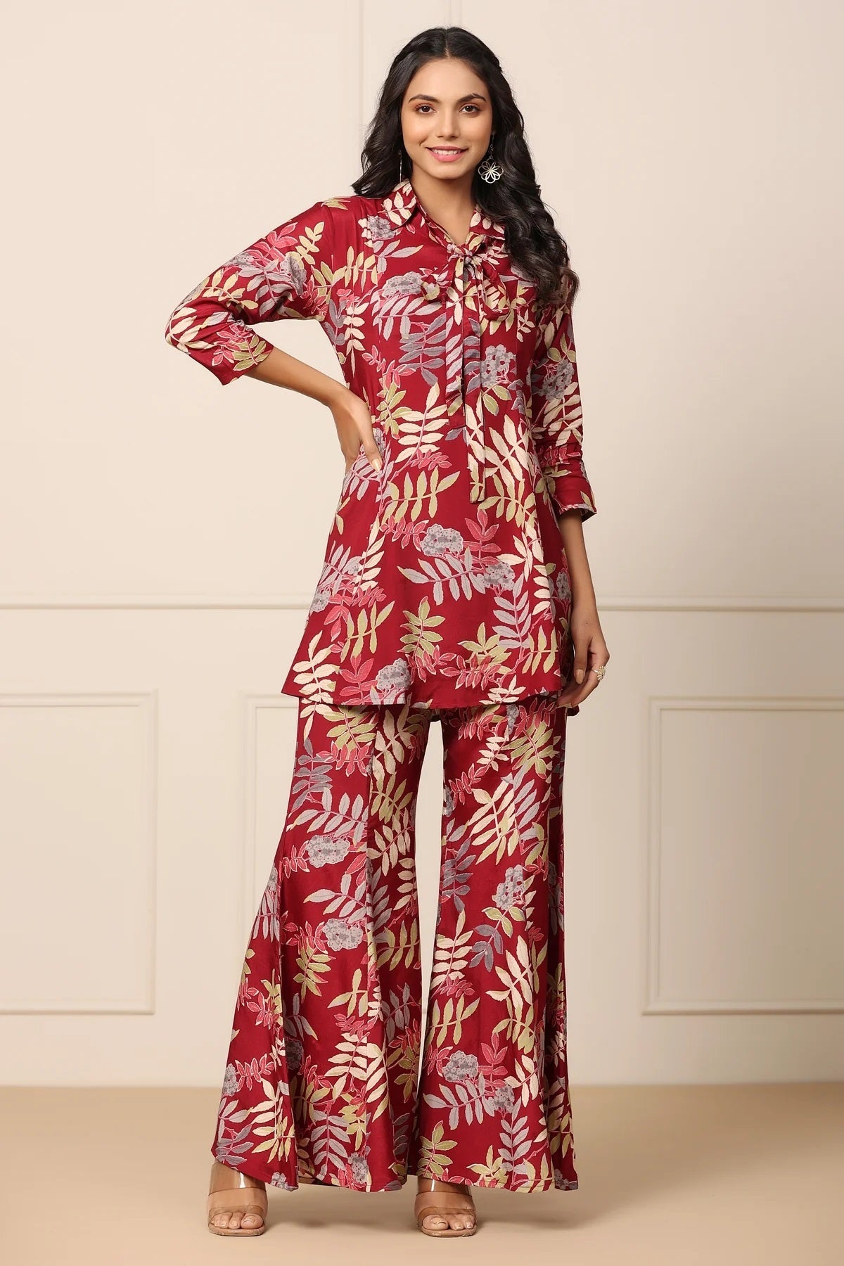 Maroon Elegance Collar Kurta & Saraara Set