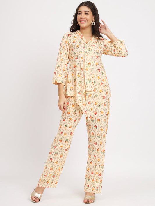 Women Multi Color V Neck Co-Ord Sets
