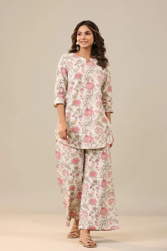 Women Regular Fit Floral Printed Kurta & Pants Co-Ord Set