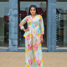 Women Cotton Blend Ethnic Top Palazzo Set