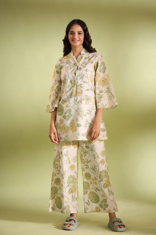 Flora Off White Cotton Co Ord Set
