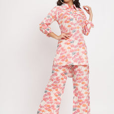 Women's Distress Print Co-Ord Set Relaxed Fit for Women