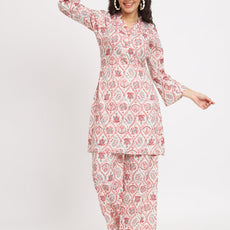 Women's Viscose Cotton Print ¾ Sleeve Top and Palazzo Set
