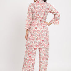Women's Viscose Cotton Print ¾ Sleeve Top and Palazzo Set