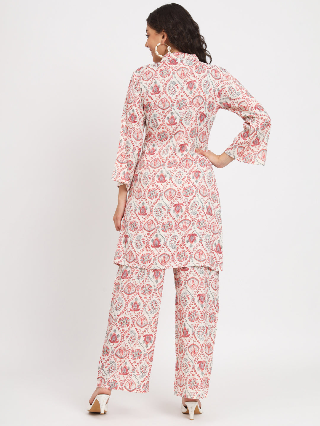 Women's Viscose Cotton Print ¾ Sleeve Top and Palazzo Set