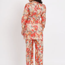 Women Multi Color Tie Up Neck Co-Ord Sets