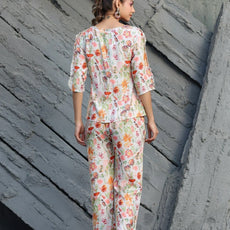 Women Cotton Blend Crop Top Palazzo Set