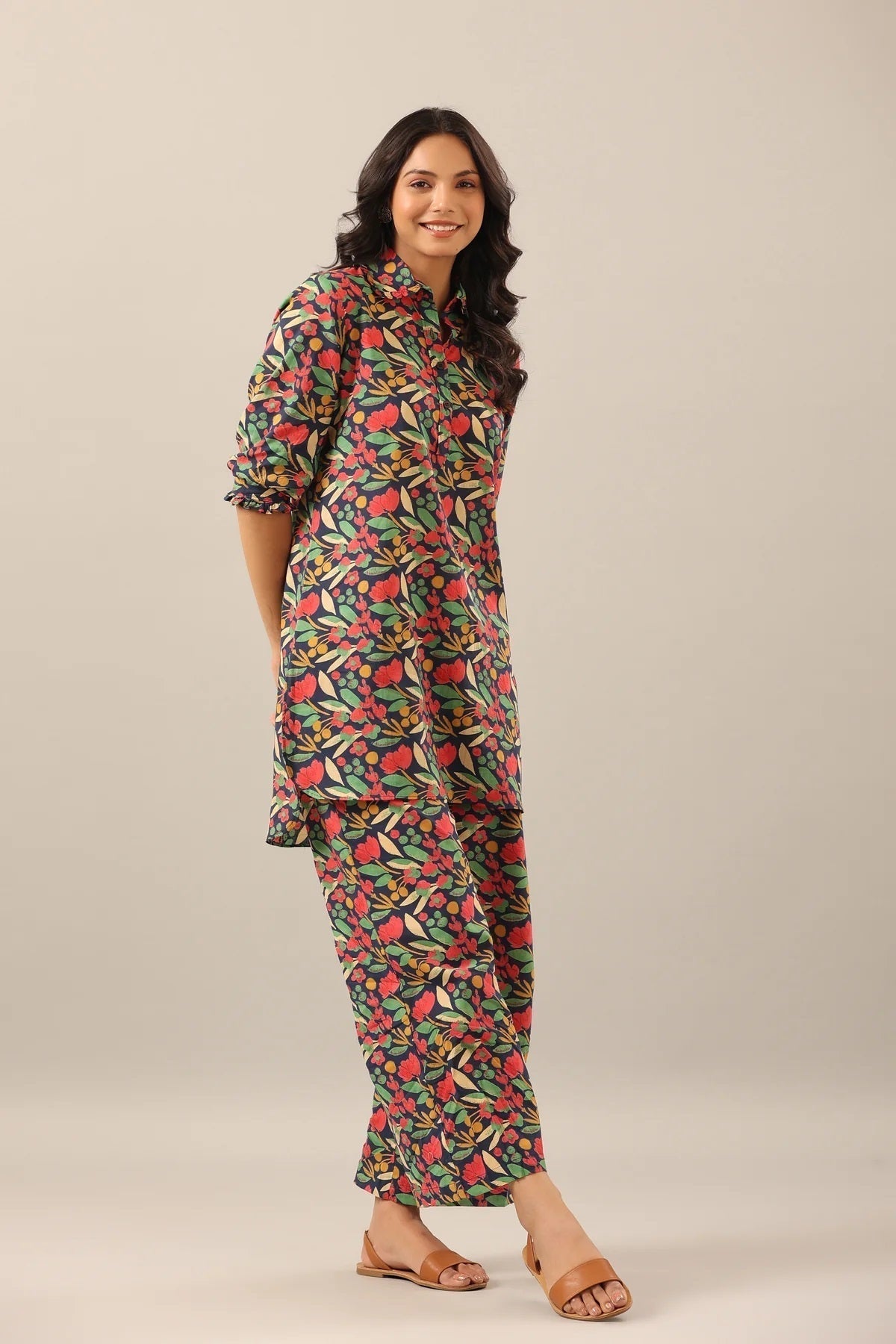 Women's Cotton Blend ¾ Sleeve Top and Palazzo Set
