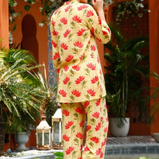 Women Cotton Blend Ethnic Top Palazzo Set