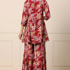 Maroon Elegance Collar Kurta & Saraara Set
