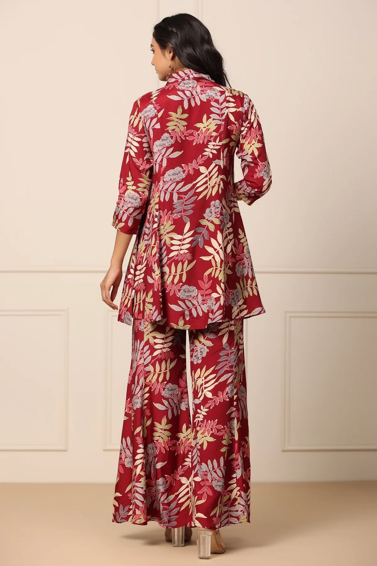 Maroon Elegance Collar Kurta & Saraara Set