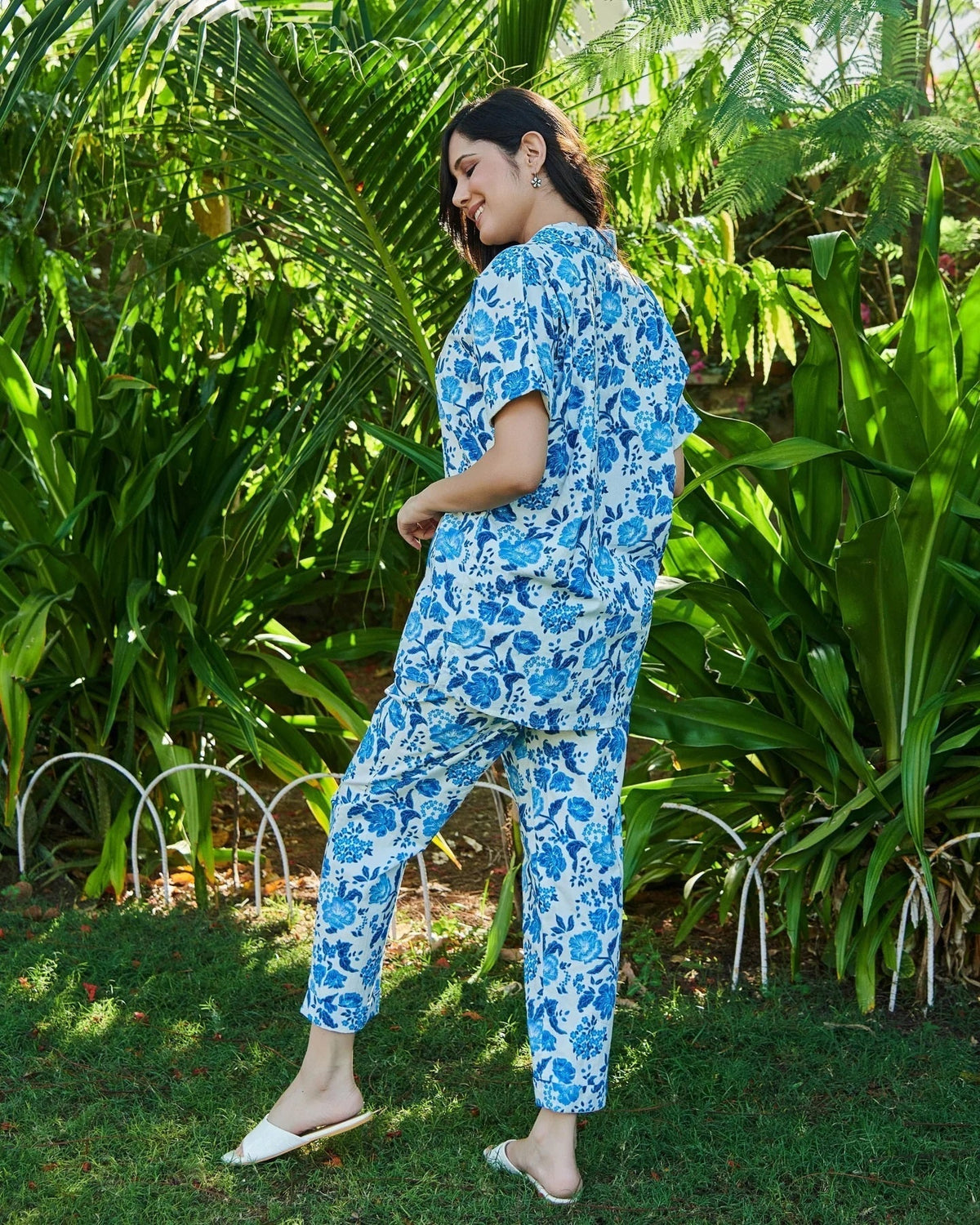 Women Cotton Blend Ethnic Top Palazzo Set