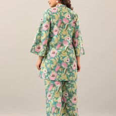 Women's Cotton Regular Fit Floral Printed Top and Plazzo Co-ord Set with Elegant Design