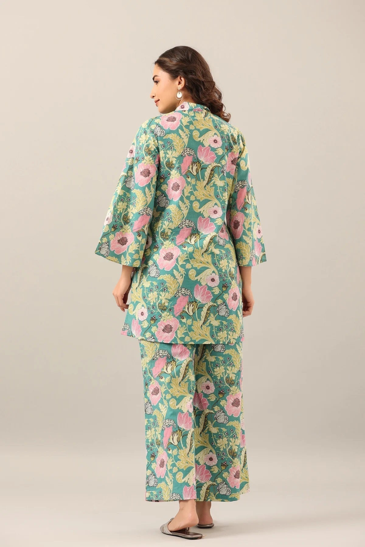 Women's Cotton Regular Fit Floral Printed Top and Plazzo Co-ord Set with Elegant Design