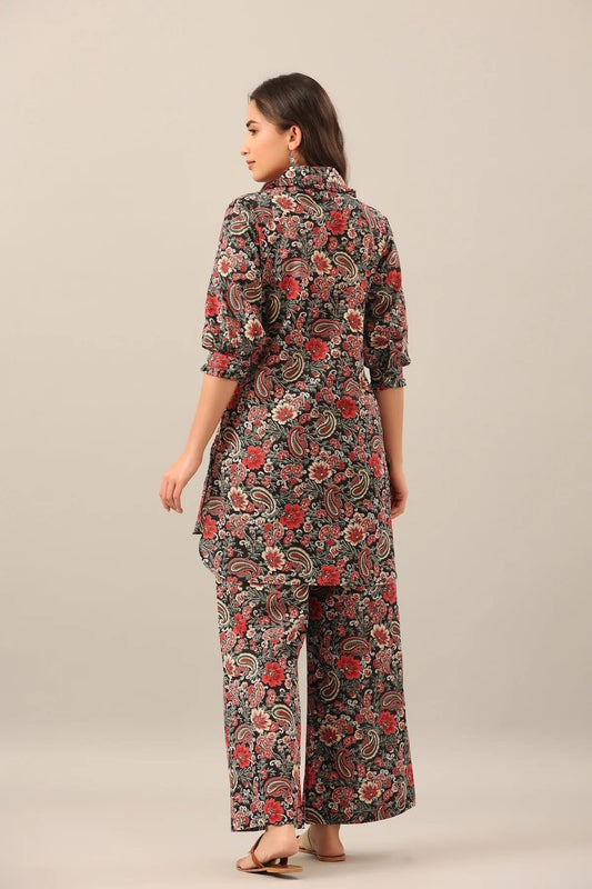 Women Cotton Blend Kurta Palazzo Set