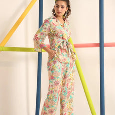 Women Floral Print Top & Pyjamas Set