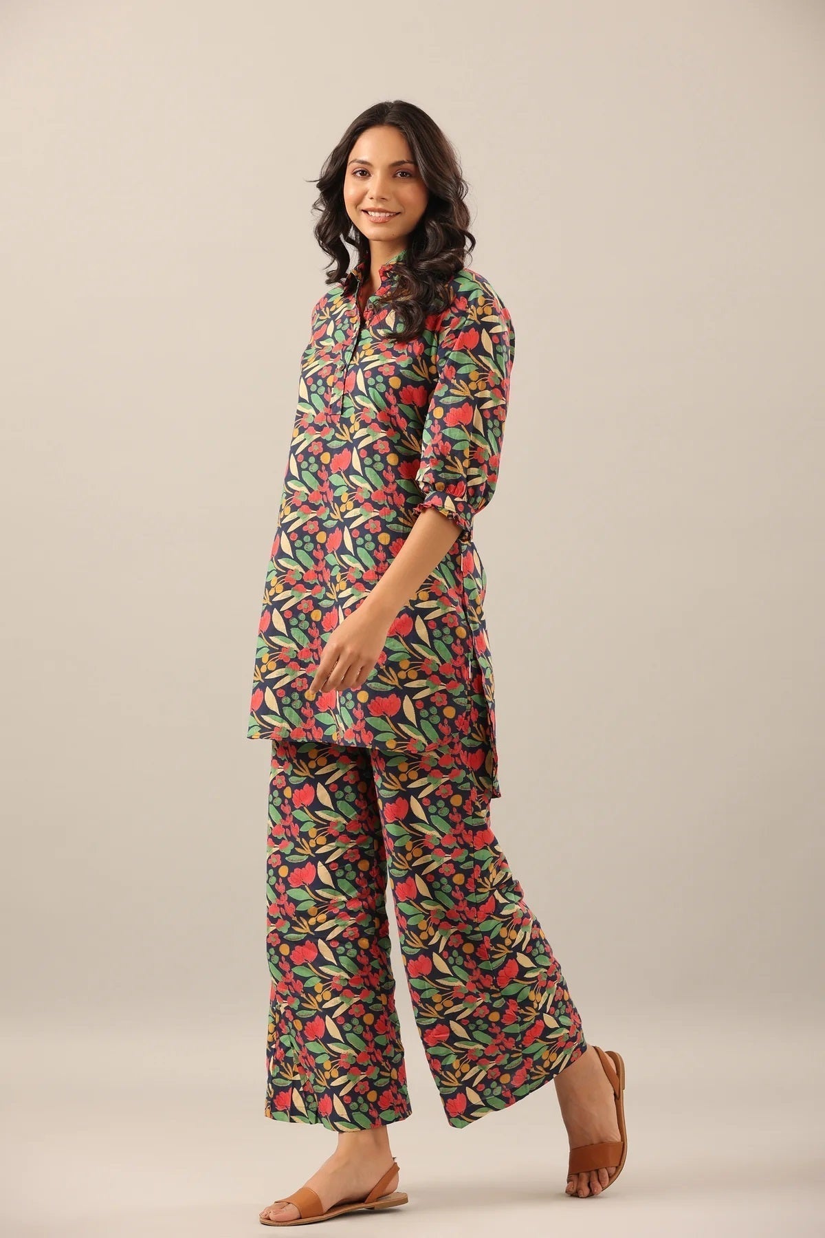 Women's Cotton Blend ¾ Sleeve Top and Palazzo Set
