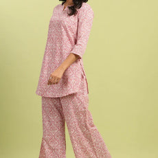 Women Cotton Blend Kurta Palazzo Set