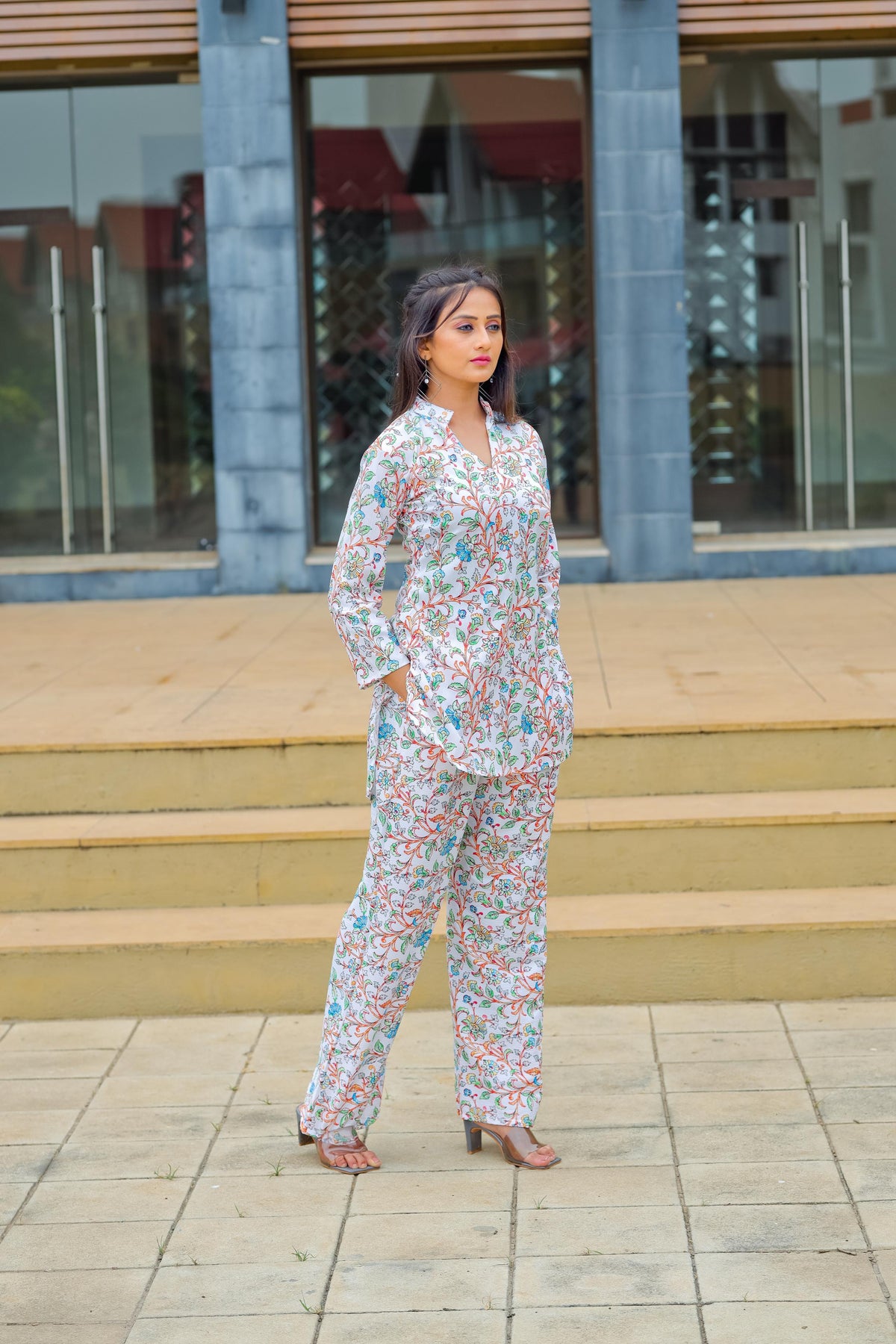 Allover Printed Co-Ord Set with Top and Bottom