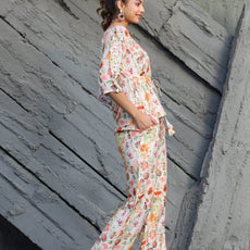 Women Cotton Blend Crop Top Palazzo Set