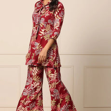 Maroon Elegance Collar Kurta & Saraara Set