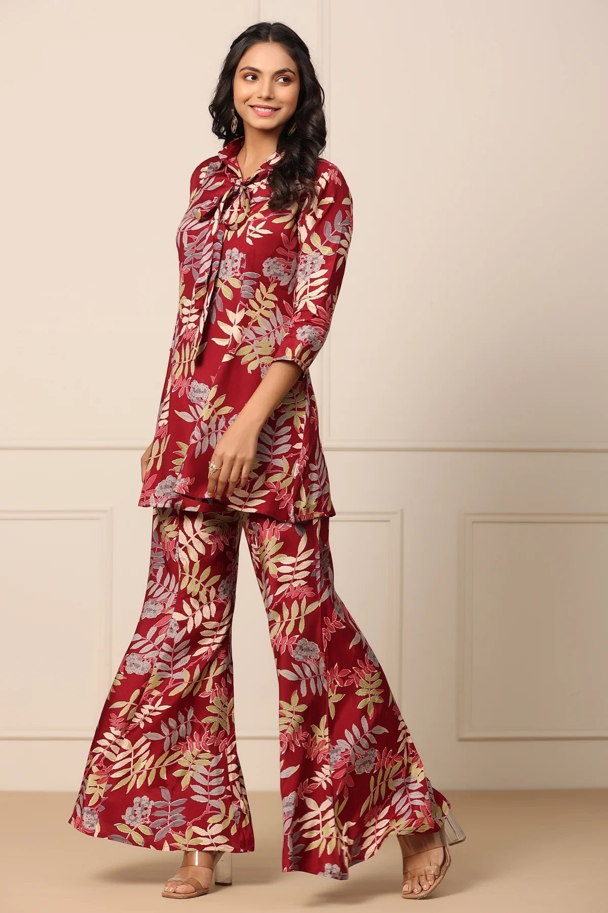 Maroon Elegance Collar Kurta & Saraara Set