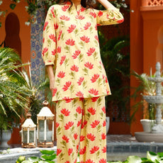 Women Cotton Blend Ethnic Top Palazzo Set