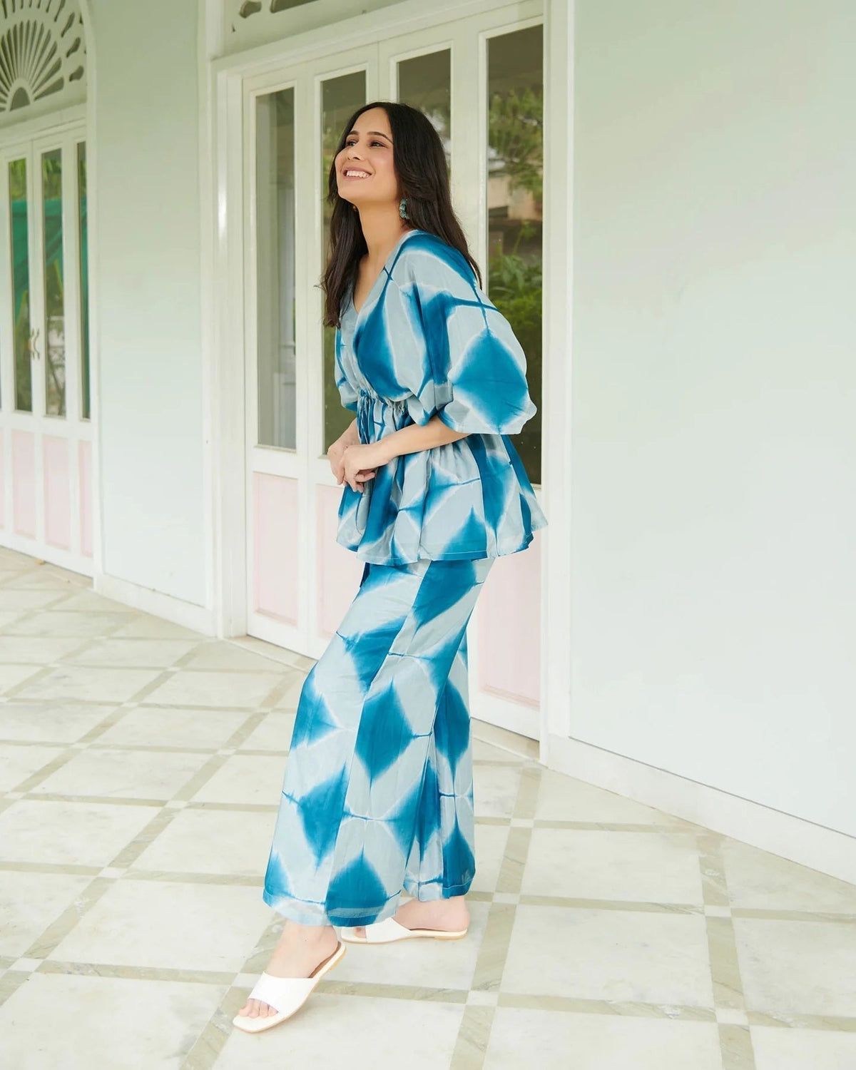 Women's Cotton Regular Fit Floral Printed Top and Plazzo Co-ord Set