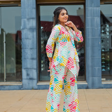 Women Cotton Blend Ethnic Top Palazzo Set