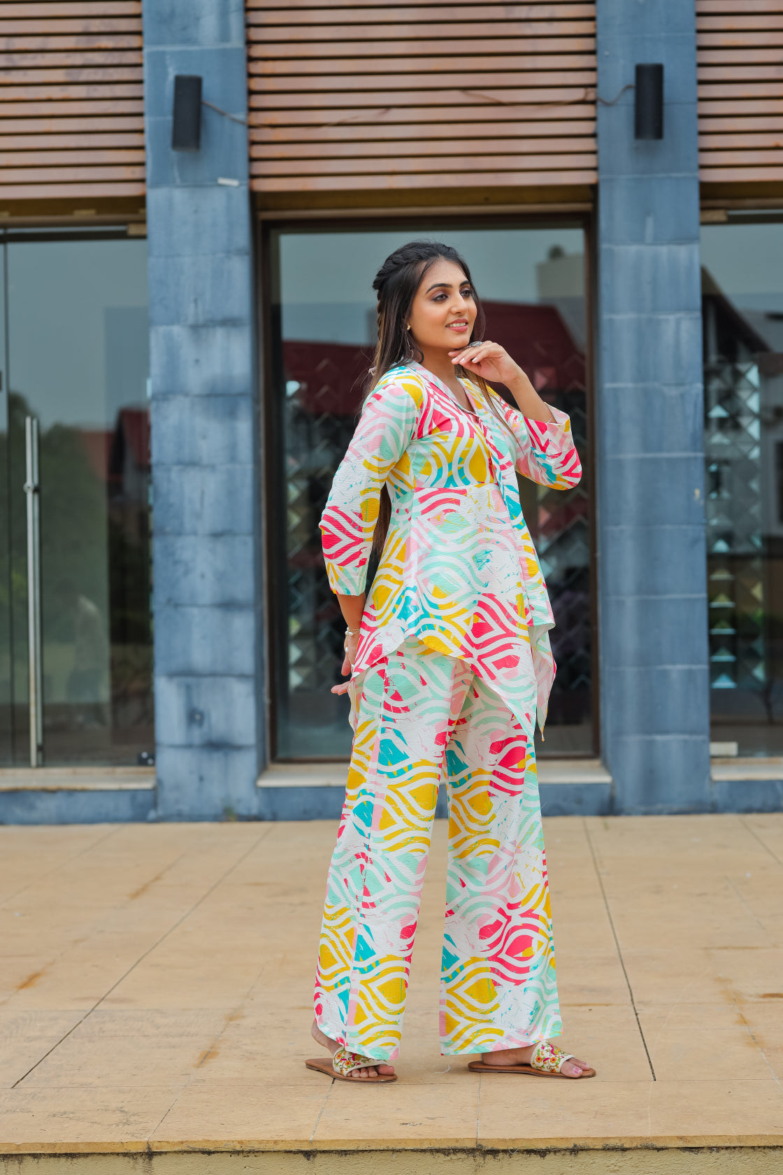 Women Cotton Blend Ethnic Top Palazzo Set