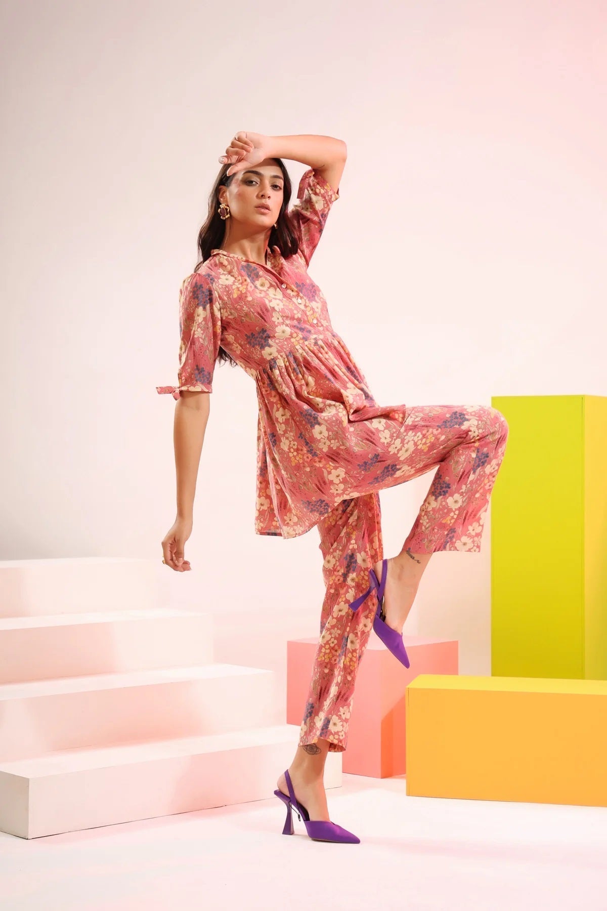 Cotton Co Ord Sets With Digital Print Work For Girls