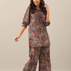 Women Cotton Blend Kurta Palazzo Set