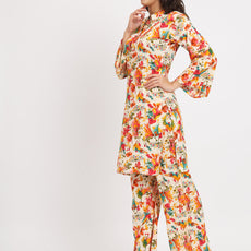 Women Floral Print Kurta & Palazzos Co-Ord Set
