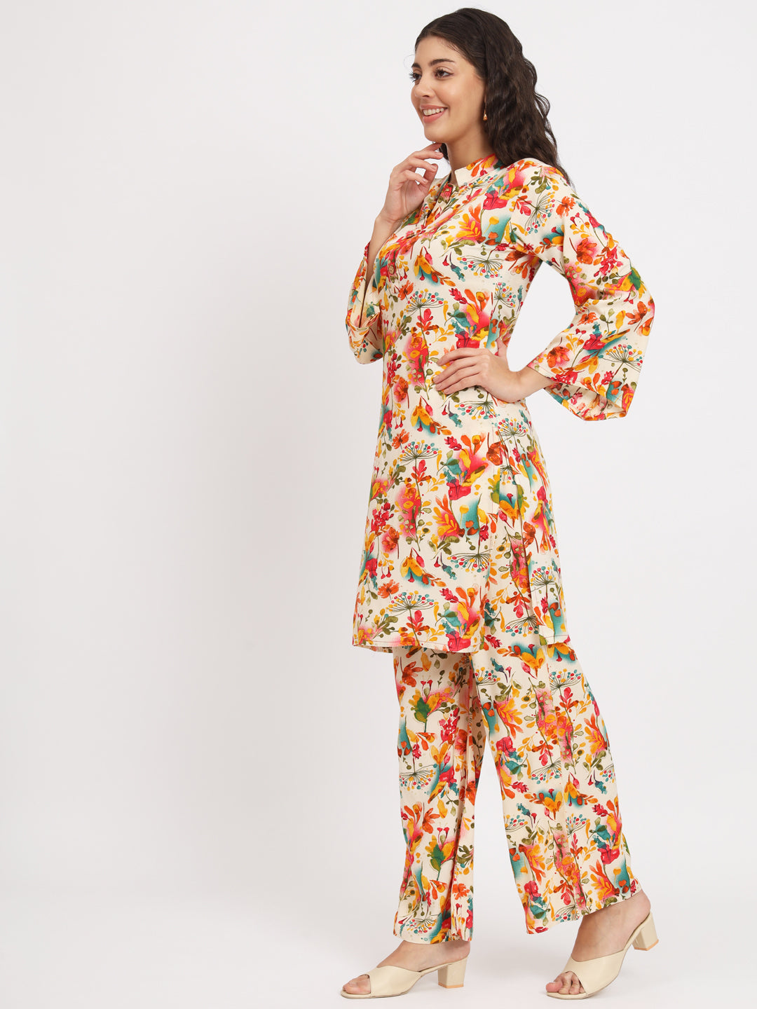 Women Floral Print Kurta & Palazzos Co-Ord Set