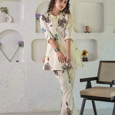 Women Cotton Blend A-Line Pant Set