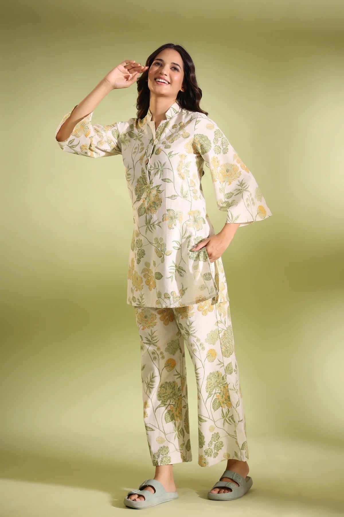 Flora Off White Cotton Co Ord Set